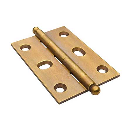 Horton Brasses [PB-410B-LA] Solid Brass Cabinet Door Butt Hinge - Ball Tip - Square Corner - Adjustable - Light Antique Finish - Pair - 2 1/2&quot; H x 1 3/4&quot; W