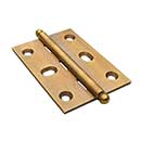 Horton Brasses [PB-410B-LA] Solid Brass Cabinet Door Butt Hinge - Ball Tip - Square Corner - Adjustable - Light Antique Finish - Pair - 2 1/2&quot; H x 1 3/4&quot; W