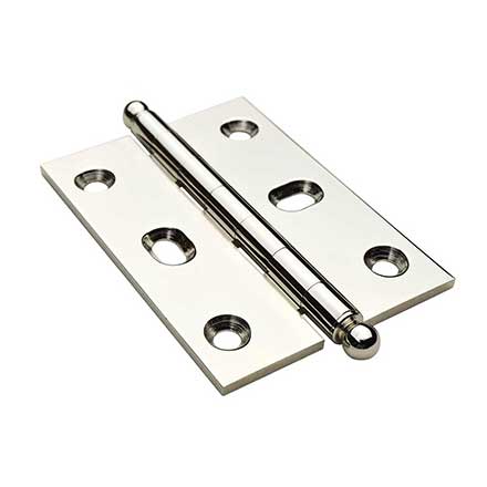 Horton Brasses [PB-410B-PN] Solid Brass Cabinet Door Butt Hinge - Ball Tip - Square Corner - Adjustable - Polished Nickel Finish - Pair - 2 1/2&quot; H x 1 3/4&quot; W