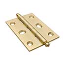 Horton Brasses [PB-410B-SB] Solid Brass Cabinet Door Butt Hinge - Ball Tip - Square Corner - Adjustable - Satin Brass Unlacquered Finish - Pair - 2 1/2&quot; H x 1 3/4&quot; W