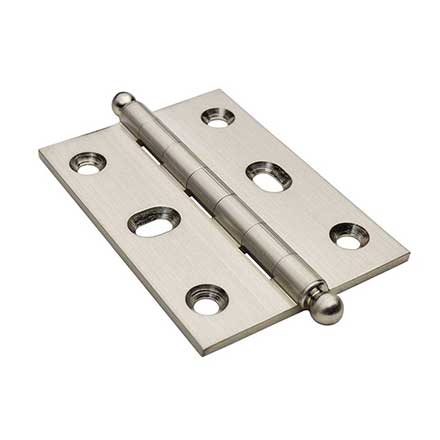 Horton Brasses [PB-410B-SN] Solid Brass Cabinet Door Butt Hinge - Ball Tip - Square Corner - Adjustable - Satin Nickel Finish - Pair - 2 1/2&quot; H x 1 3/4&quot; W