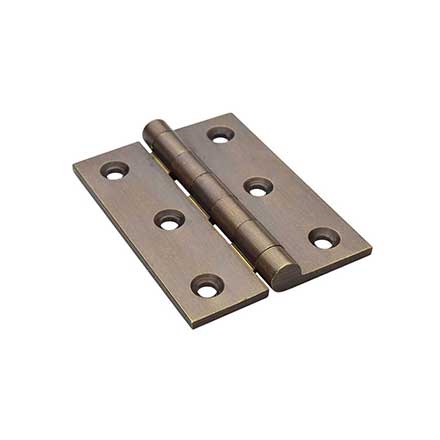 Horton Brasses [PB-407-A] Solid Brass Cabinet Door Butt Hinge - Square Corner - Antique Finish - Pair - 2&quot; H x 1 1/2&quot; W