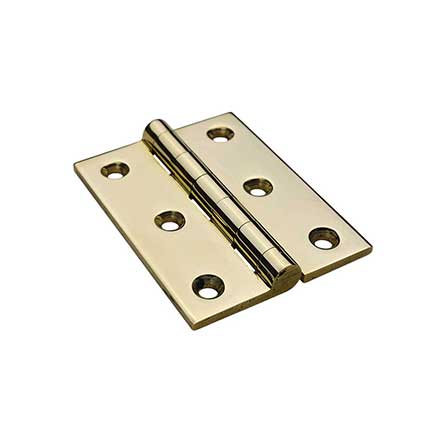 Horton Brasses [PB-407-B] Solid Brass Cabinet Door Butt Hinge - Square Corner - Polished Brass Unlacquered Finish - Pair - 2&quot; H x 1 1/2&quot; W