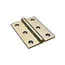 Horton Brasses [PB-407-B] Solid Brass Cabinet Door Butt Hinge - Square Corner - Polished Brass Unlacquered Finish - Pair - 2&quot; H x 1 1/2&quot; W
