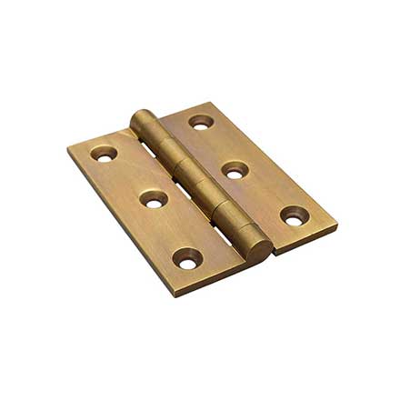 Horton Brasses [PB-407-LA] Solid Brass Cabinet Door Butt Hinge - Square Corner - Light Antique Finish - Pair - 2" H x 1 1/2" W