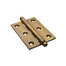 Horton Brasses [PB-407B-LA] Solid Brass Cabinet Door Butt Hinge - Ball Tip - Square Corner - Light Antique Finish - Pair - 2&quot; H x 1 1/2&quot; W