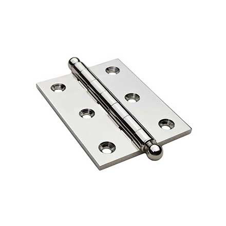 Horton Brasses [PB-407B-PN] Solid Brass Cabinet Door Butt Hinge - Ball Tip - Square Corner - Polished Nickel Finish - Pair - 2&quot; H x 1 1/2&quot; W