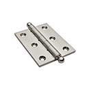 Horton Brasses [PB-407B-SN] Solid Brass Cabinet Door Butt Hinge - Ball Tip - Square Corner - Satin Nickel Finish - Pair - 2&quot; H x 1 1/2&quot; W