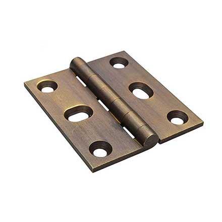 Horton Brasses [PB-408-A] Solid Brass Cabinet Door Butt Hinge - Square Corner - Adjustable - Antique Finish - Pair - 2&quot; H x 1 3/4&quot; W