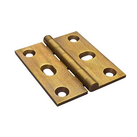 Horton Brasses [PB-408-LA] Solid Brass Cabinet Door Butt Hinge - Square Corner - Adjustable - Light Antique Finish - Pair - 2&quot; H x 1 3/4&quot; W