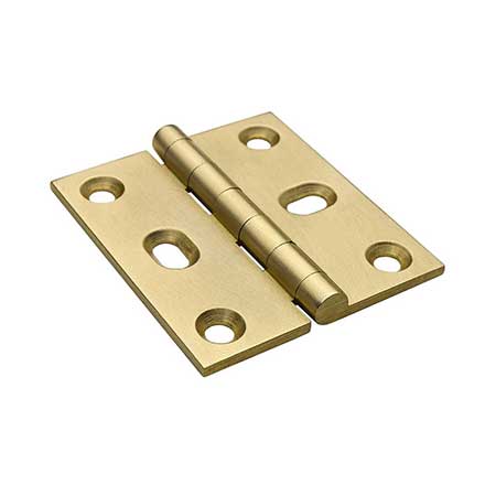 Horton Brasses [PB-408-SB] Solid Brass Cabinet Door Butt Hinge - Square Corner - Adjustable - Satin Brass Unlacquered Finish - Pair - 2&quot; H x 1 3/4&quot; W