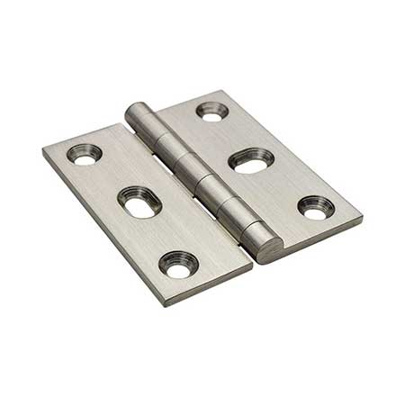 Horton Brasses [PB-408-SN] Solid Brass Cabinet Door Butt Hinge - Square Corner - Adjustable - Satin Nickel Finish - Pair - 2&quot; H x 1 3/4&quot; W