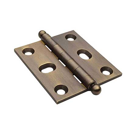 Horton Brasses [PB-408B-A] Solid Brass Cabinet Door Butt Hinge - Ball Tip - Square Corner - Adjustable - Antique Finish - Pair - 2" H x 1 3/4" W