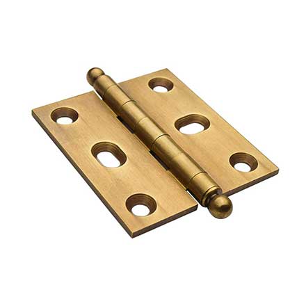 Horton Brasses [PB-408B-LA] Solid Brass Cabinet Door Butt Hinge - Ball Tip - Square Corner - Adjustable - Light Antique Finish - Pair - 2&quot; H x 1 3/4&quot; W