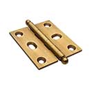 Horton Brasses [PB-408B-LA] Solid Brass Cabinet Door Butt Hinge - Ball Tip - Square Corner - Adjustable - Light Antique Finish - Pair - 2&quot; H x 1 3/4&quot; W