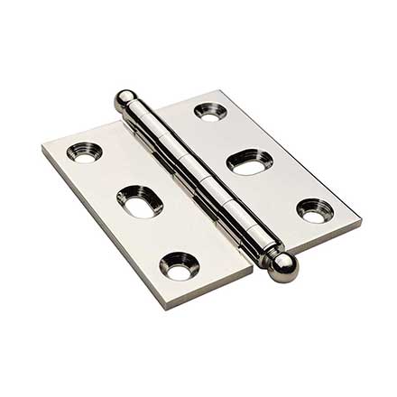 Horton Brasses [PB-408B-PN] Solid Brass Cabinet Door Butt Hinge - Ball Tip - Square Corner - Adjustable - Polished Nickel Finish - Pair - 2&quot; H x 1 3/4&quot; W