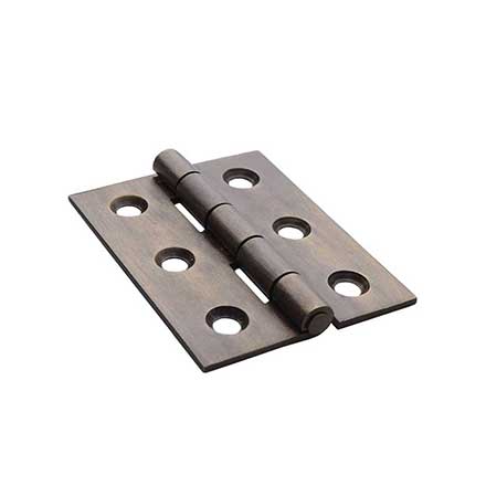 Horton Brasses [CP-11-A] Solid Brass Cabinet Door Butt Hinge - Rolled Barrel - Square Corner - Antique Finish - Pair - 2&quot; H x 1 9/16&quot; W