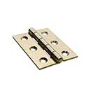 Horton Brasses [CP-11-B] Solid Brass Cabinet Door Butt Hinge - Rolled Barrel - Square Corner - Polished Brass Unlacquered Finish - Pair - 2&quot; H x 1 9/16&quot; W