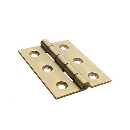 Horton Brasses [CP-11-SB] Solid Brass Cabinet Door Butt Hinge - Rolled Barrel - Square Corner - Satin Brass Finish - Pair - 2&quot; H x 1 9/16&quot; W
