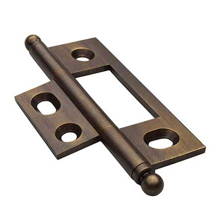 Horton Brasses [NM-3-A] Solid Brass Cabinet Door Non-Mortised Hinge - Ball Tip - Square Corner - Adjustable - Antique Finish - Pair - 2 1/2&quot; H x 1 1/2&quot; W