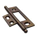 Horton Brasses [NM-3-A] Solid Brass Cabinet Door Non-Mortised Hinge - Ball Tip - Square Corner - Adjustable - Antique Finish - Pair - 2 1/2&quot; H x 1 1/2&quot; W