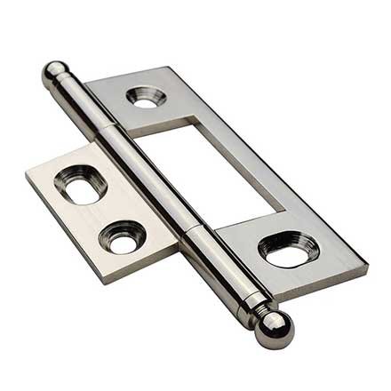 Horton Brasses [NM-3-PN] Solid Brass Cabinet Door Non-Mortised Hinge - Ball Tip - Square Corner - Adjustable - Polished Nickel Finish - Pair - 2 1/2&quot; H x 1 1/2&quot; W