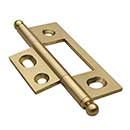 Horton Brasses [NM-3-SB] Solid Brass Cabinet Door Non-Mortised Hinge - Ball Tip - Square Corner - Adjustable - Satin Brass Unlacquered Finish - Pair - 2 1/2&quot; H x 1 1/2&quot; W
