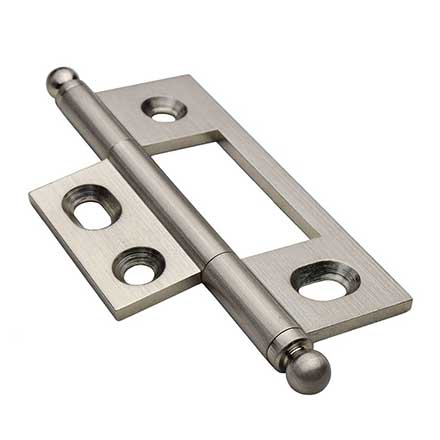 Horton Brasses [NM-3-SN] Solid Brass Cabinet Door Non-Mortised Hinge - Ball Tip - Square Corner - Adjustable - Satin Nickel Finish - Pair - 2 1/2&quot; H x 1 1/2&quot; W