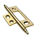 Horton Brasses [NM-5-B] Solid Brass Cabinet Door Non-Mortised Hinge - Minaret Tip - Square Corner - Adjustable - Polished Brass Unlacquered Finish - Pair - 2 1/2&quot; H x 1 1/2&quot; W
