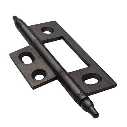 Horton Brasses [NM-5-DA] Solid Brass Cabinet Door Non-Mortised Hinge - Minaret Tip - Square Corner - Adjustable - Oil Rubbed Bronze Finish - Pair - 2 1/2&quot; H x 1 1/2&quot; W