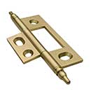 Horton Brasses [NM-5-SB] Solid Brass Cabinet Door Non-Mortised Hinge - Minaret Tip - Square Corner - Adjustable - Satin Brass Unlacquered Finish - Pair - 2 1/2&quot; H x 1 1/2&quot; W