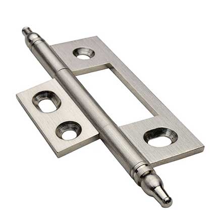 Horton Brasses [NM-5-SN] Solid Brass Cabinet Door Non-Mortised Hinge - Minaret Tip - Square Corner - Adjustable - Satin Nickel Finish - Pair - 2 1/2" H x 1 1/2" W