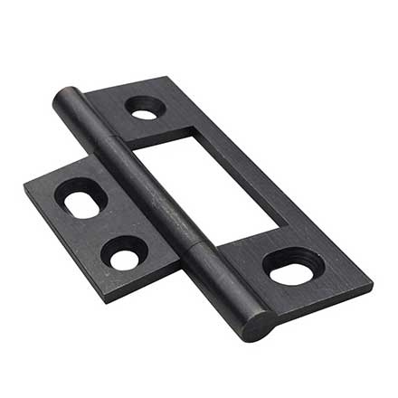 Horton Brasses [NM-7-DA] Solid Brass Cabinet Door Non-Mortised Hinge - Square Corner - Adjustable - Oil Rubbed Bronze Finish - Pair - 2 1/2&quot; H x 1 1/2&quot; W
