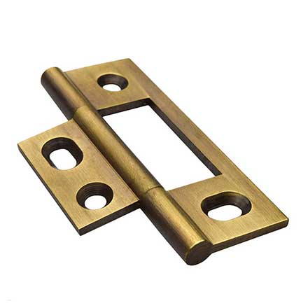 Horton Brasses [NM-7-LA] Solid Brass Cabinet Door Non-Mortised Hinge - Square Corner - Adjustable - Light Antique Finish - Pair - 2 1/2&quot; H x 1 1/2&quot; W