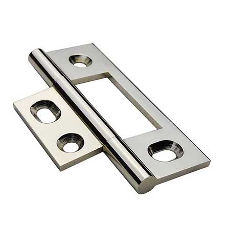 Horton Brasses [NM-7-PN] Solid Brass Cabinet Door Non-Mortised Hinge - Square Corner - Adjustable - Polished Nickel Finish - Pair - 2 1/2&quot; H x 1 1/2&quot; W