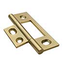 Horton Brasses [NM-7-SB] Solid Brass Cabinet Door Non-Mortised Hinge - Square Corner - Adjustable - Satin Brass Unlacquered Finish - Pair - 2 1/2&quot; H x 1 1/2&quot; W