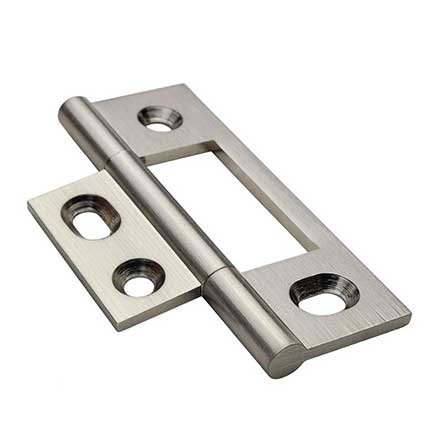 Horton Brasses [NM-7-SN] Solid Brass Cabinet Door Non-Mortised Hinge - Square Corner - Adjustable - Satin Nickel Finish - Pair - 2 1/2&quot; H x 1 1/2&quot; W