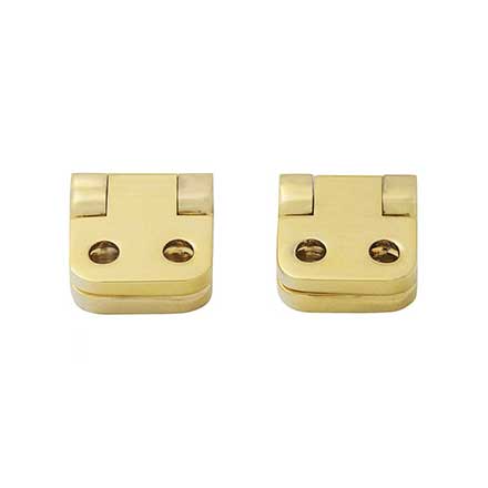 Horton Brasses [PB-403-B] Solid Brass Box Radial Stop Hinge - 1/4" Radius Corner - Polished Brass Unlacquered Finish - Pair - 5/8" H x 11/16" W
