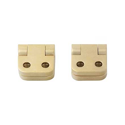 Horton Brasses [PB-403-SB] Solid Brass Box Radial Stop Hinge - 1/4" Radius Corner - Satin Brass Unlacquered Finish - Pair - 5/8" H x 11/16" W