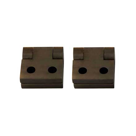 Horton Brasses [PB-404-A] Solid Brass Box Stop Hinge - Square Corner - Antique Finish - Pair - 5/8" H x 11/16" W