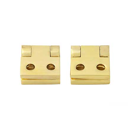 Horton Brasses [PB-404-B] Solid Brass Box Stop Hinge - Square Corner - Polished Brass Unlacquered Finish - Pair - 5/8" H x 11/16" W