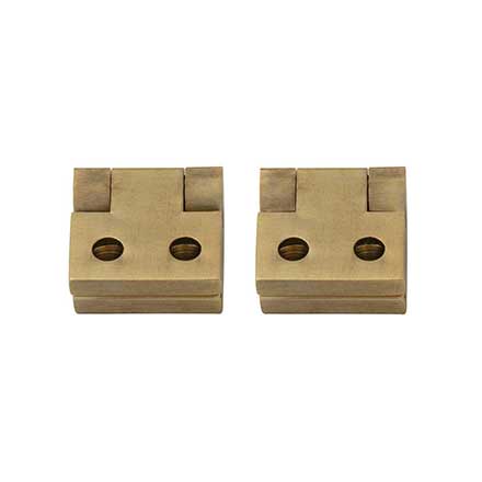 Horton Brasses [PB-404-LA] Solid Brass Box Stop Hinge - Square Corner - Light Antique Finish - Pair - 5/8" H x 11/16" W