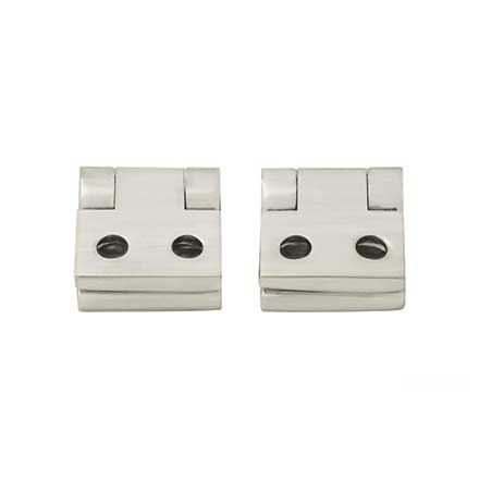 Horton Brasses [PB-404-PN] Solid Brass Box Stop Hinge - Square Corner - Polished Nickel Finish - Pair - 5/8" H x 11/16" W