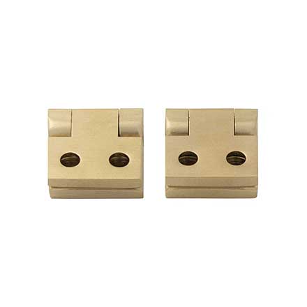 Horton Brasses [PB-404-SB] Solid Brass Box Stop Hinge - Square Corner - Satin Brass Unlacquered Finish - Pair - 5/8" H x 11/16" W
