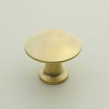 Horton Brasses [H-42-0.875-SB] Solid Brass Cabinet Knob - Classic - Satin Brass Unlacquered Finish - 7/8" Dia.