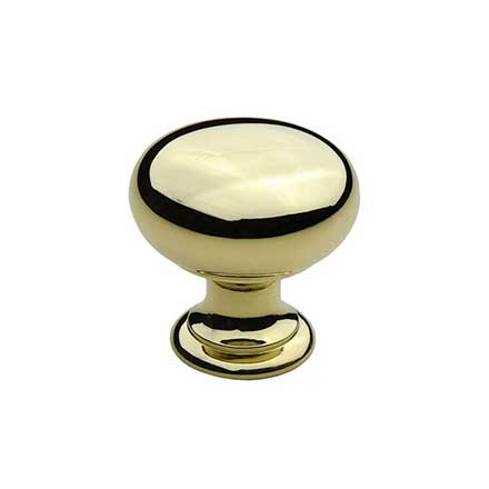 Horton Brasses [K-12-1.00-B] Solid Brass Cabinet Knob - Classic Kitchen - Polished Brass Unlacquered Finish - 1" Dia.