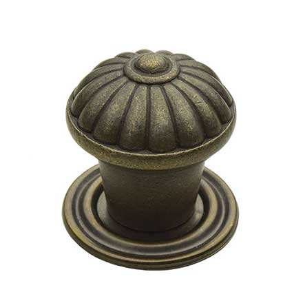 Horton Brasses [K-13-A] Solid Brass Cabinet Knob - Spool - Antique Finish - 1 1/4" Dia.