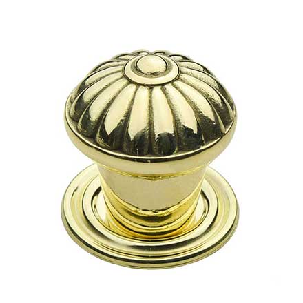 Horton Brasses [K-13-BL] Solid Brass Cabinet Knob - Spool - Polished Brass Lacquered Finish - 1 1/4" Dia.