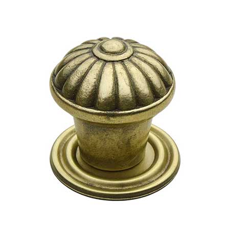 Horton Brasses [K-13-LA] Solid Brass Cabinet Knob - Spool - Light Antique Finish - 1 1/4" Dia.