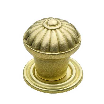 Horton Brasses [K-13-SB] Solid Brass Cabinet Knob - Spool - Satin Brass Unlacquered Finish - 1 1/4" Dia.